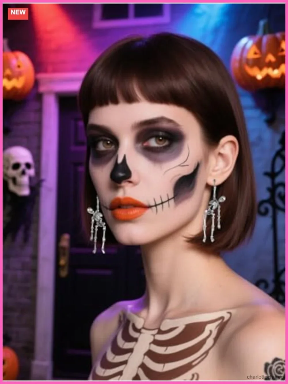 Halloween Skeleton Drop Dangle Earrings Women Costume Party Jewelry
